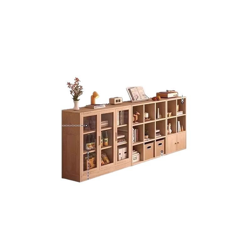 無垢材の本棚収納キャビネット一体型壁ドア防塵収納キャビネットホームベッドルームベッドサイド|undefined