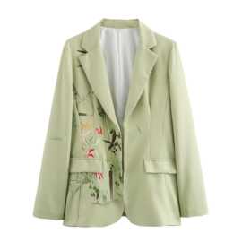 2024夏wish亚马逊eBay印花休闲收腰西装外套西服