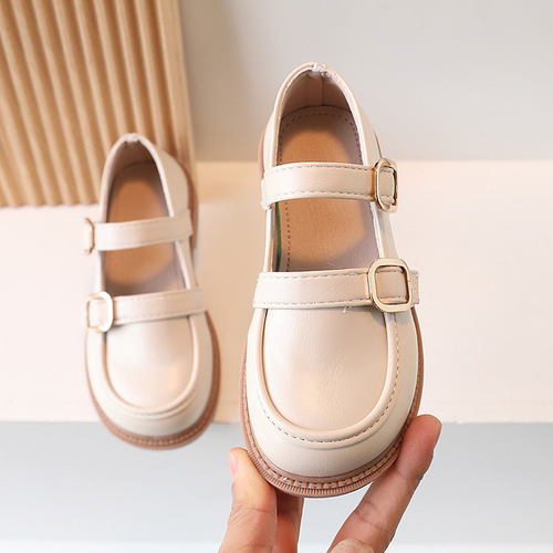 Black leather shoes for girls, 2024 spring and autumn new children's shoes, single shoes with soft soles, stylish princess shoes