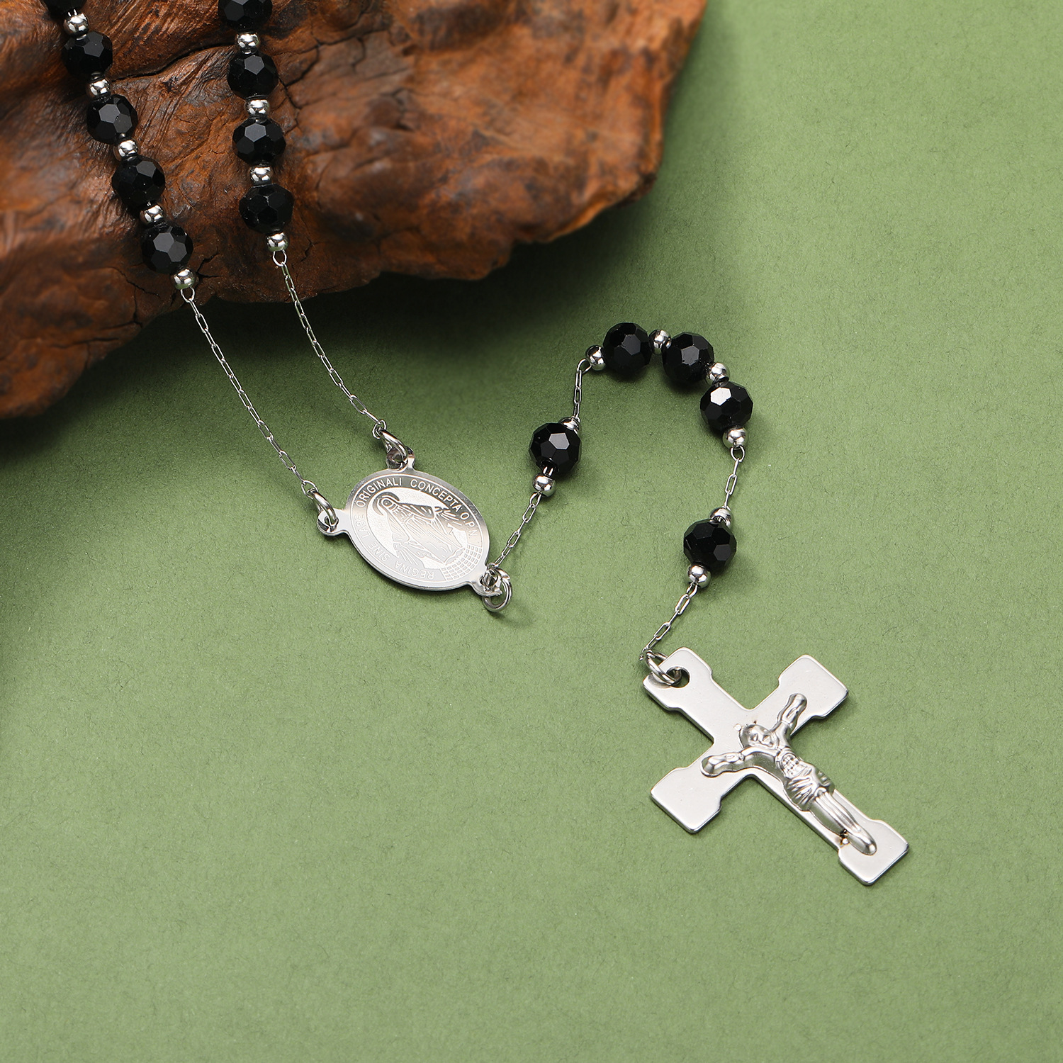 Human, Cross Pattern Unisex Gender Titanium Steel Vintage Style Human Cross Plating Pendant Necklace