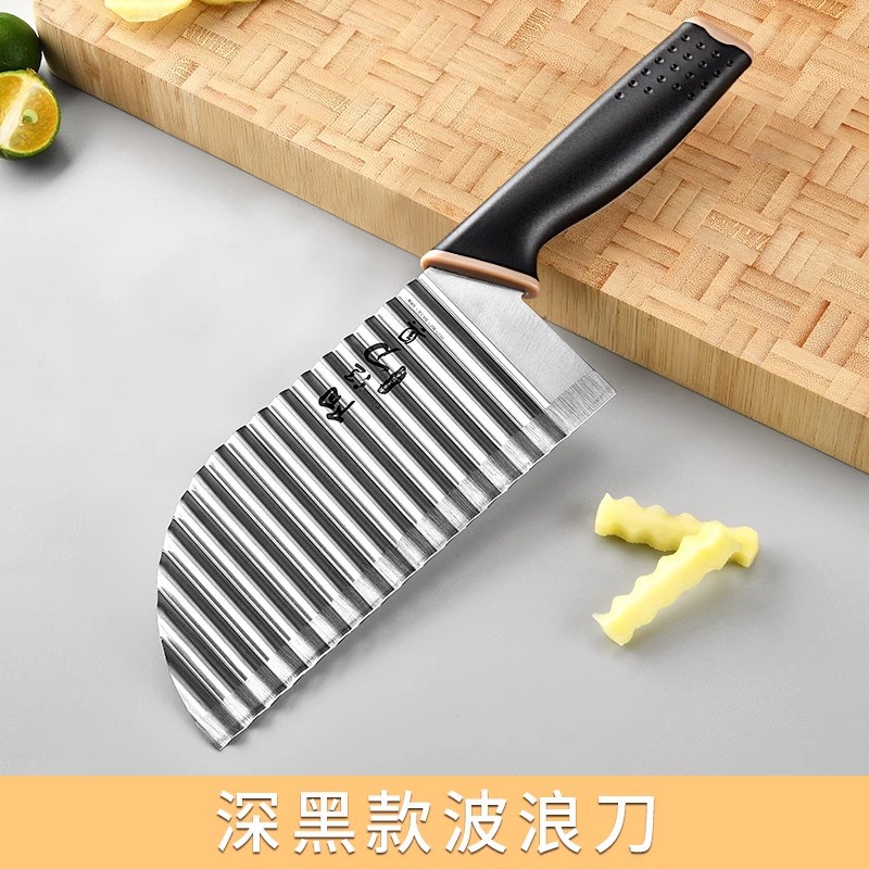 Cuchillo de dientes de lobo espeso cuchillo profundo cuchillo de regalo ondulado multifuncional patata comercial cortar verduras kettle jun