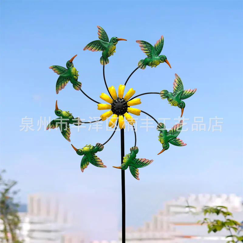 铁艺风车蜂鸟、蜜蜂、蝴蝶、抽象艺术风车金属铁艺风车家居花园庭|undefined