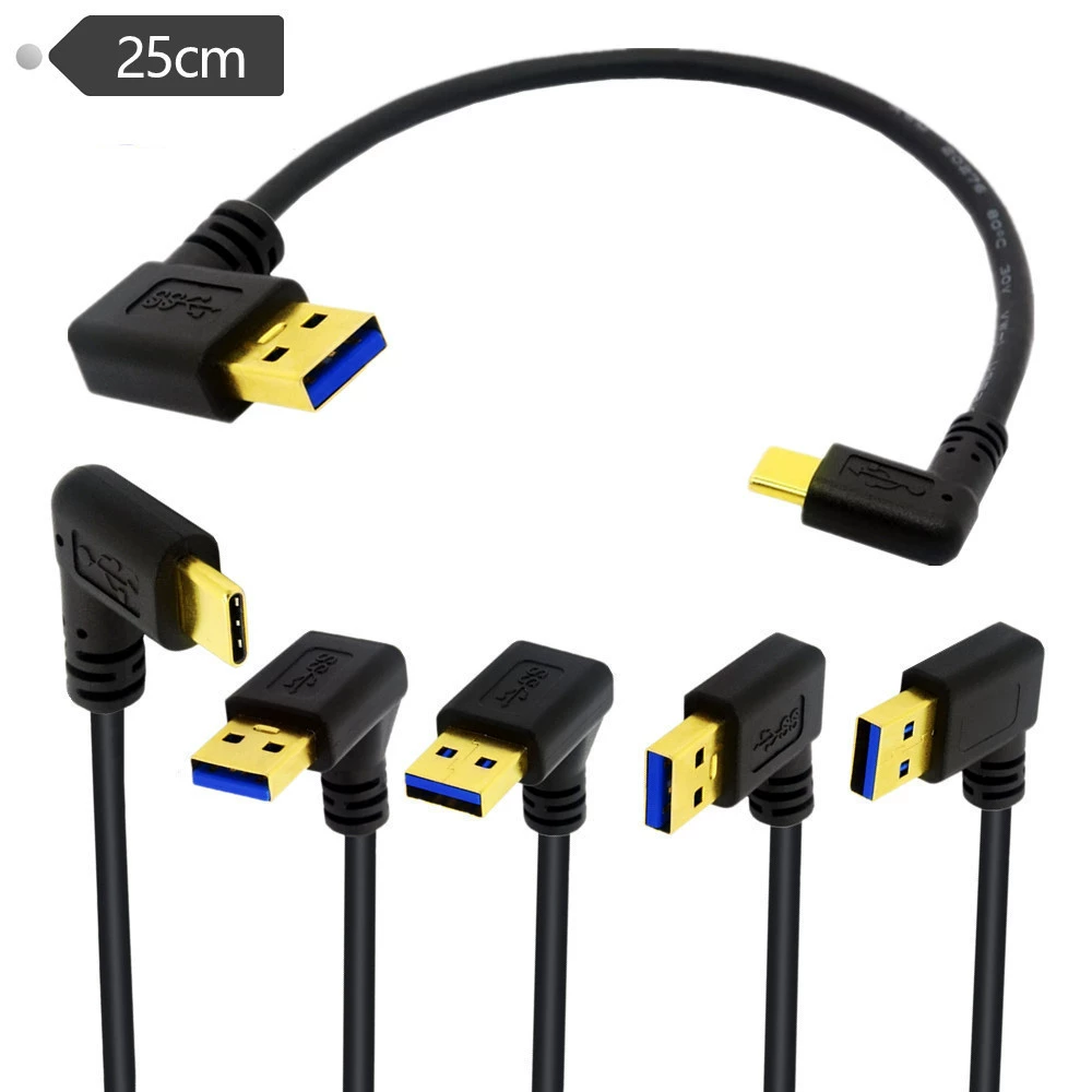 Золоченый USB 3.0 AM, вверх, вниз, влево, влево, влево, вправо, влево, вправо, влево, вправо, влево, вправо, левая и правая, гибкий Type-C, кабель питания данных для ноутбука, мобильного телефона