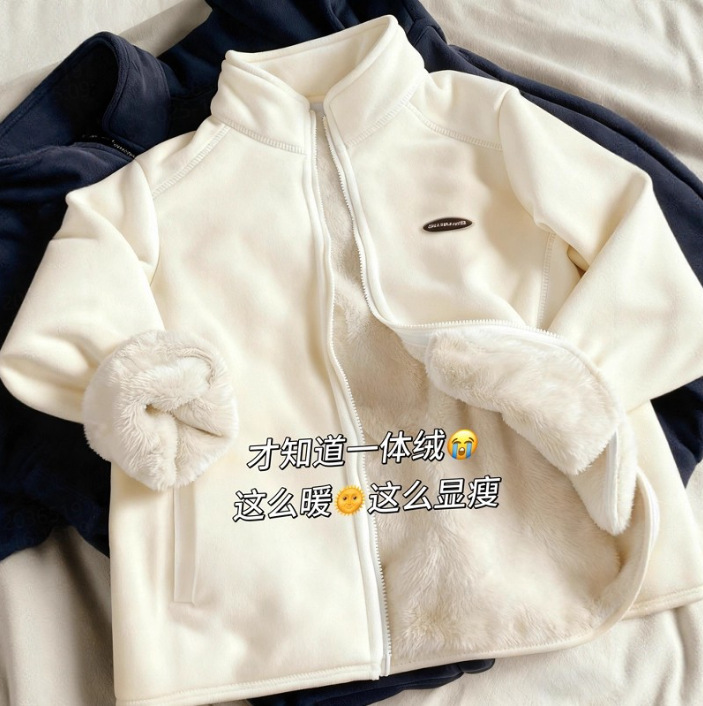 Women's Fleece Jacket, Fleece-Lined Storm Jacket, Autumn and Winter Inner Layer, Lamb Wool Thick Sweatshirt, 2025 New Model Women's Fleece Jacket, Fleece-Lined Storm Jacket, Autumn and Winter Inner Layer, Lamb Wool Thick Sweatshirt, 2025 New Model