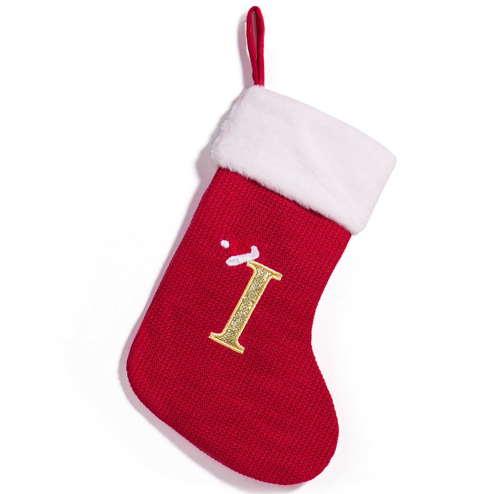 Cross-border nuevo estilo de Navidad rojo 26 letras calcetines de punto de alta calidad colgante de Navidad bordado dulces bolsas de decoración