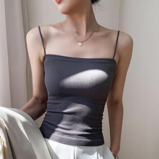 High-Quality European and American Style Versatile Camisole for Women in Summer with Breast Pads for Outer Wear and Inner Wear with One-Line Collar Tube Top Trendy