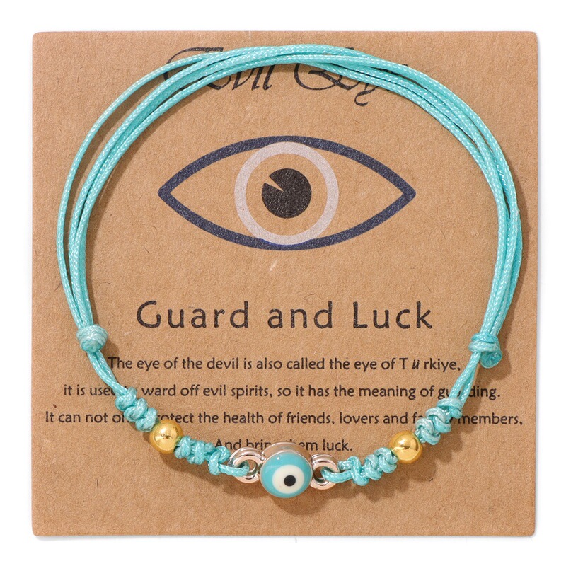 Europe and the United States cross-border new devil's eye woven hand rope 18K gold beads woven eye bracelet with card jewelry