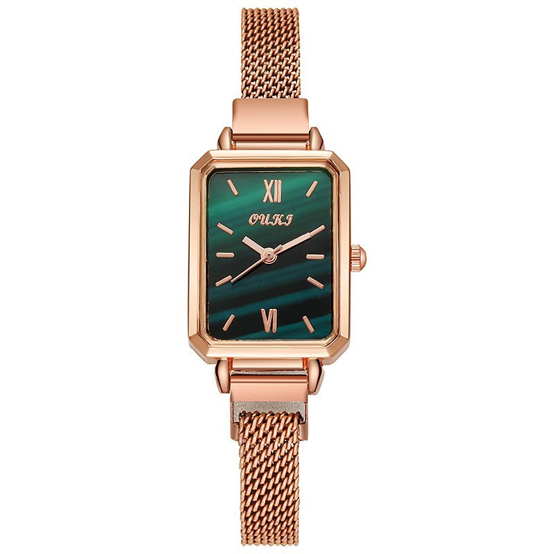 Green rose gold milan strap