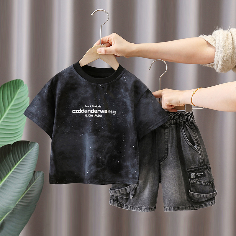 7131 ropa para niños traje para niños verano coreano camiseta de manga corta pantalones cortos estilo de verano para niños