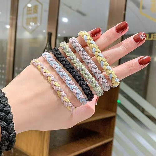 Japanese and Korean version of simple headband, small fresh twist braid leather case, elastic braided hair accessories, hair elastic band hair tie
