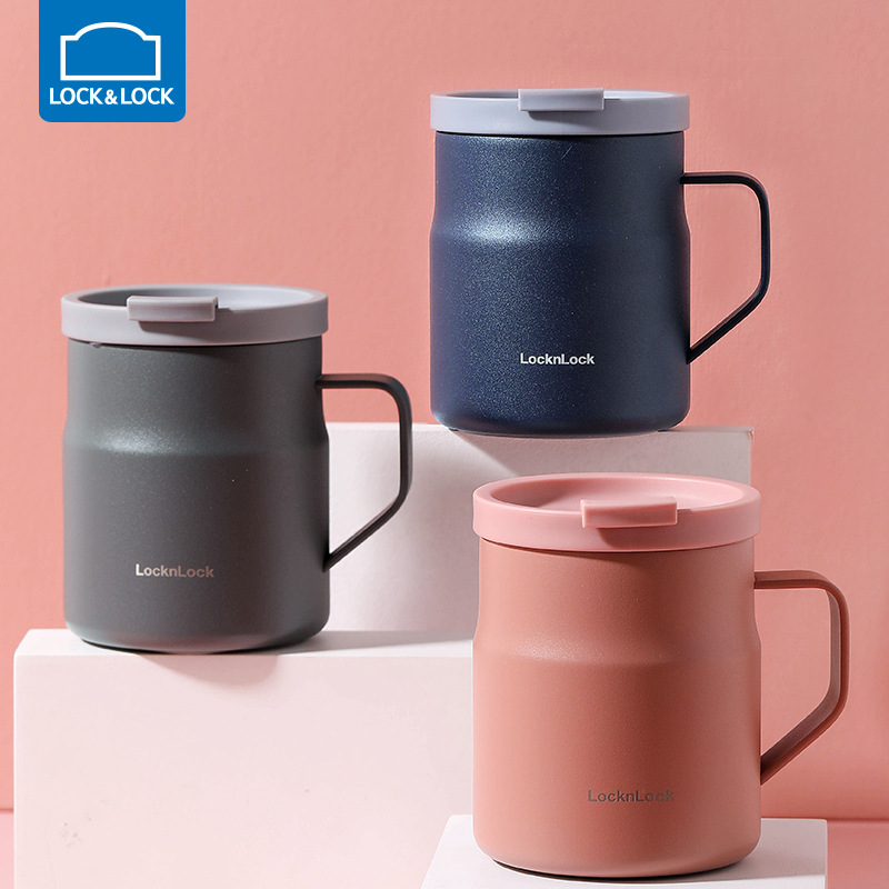 乐扣乐扣保温杯办公室桌面水杯防漏可爱学生男女带盖手柄把手泡茶