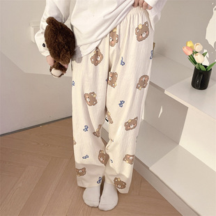 Demi-season trousers, cartoon leggings for leisure, 2025 years, with little bears, plus size