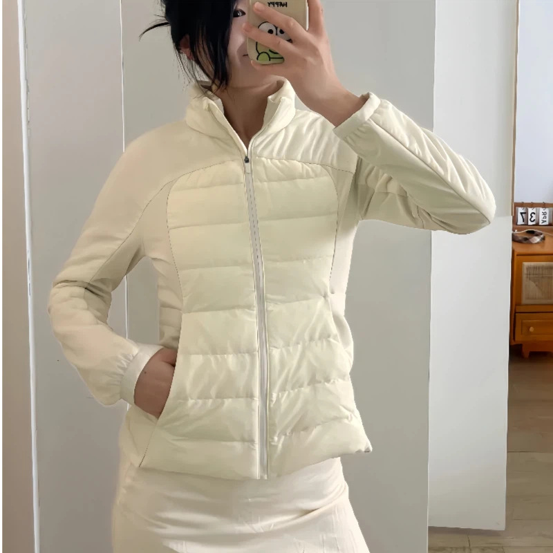26 Autumn qsqs lulu sports down jacket 90 slim-fit running lightweight hooded down coat for women factory wholesale