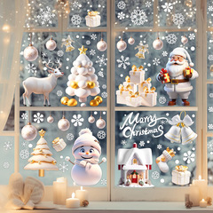 クリスマスの窓は2025年の新型の静電気のショーウインドーのガラスを貼って絵の壁を貼って雪の老人のかわいいクリスマスのシールを貼ります。