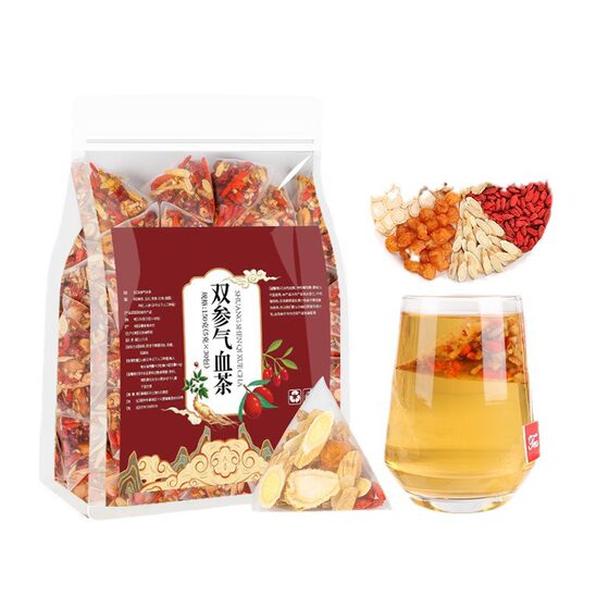 Qi Four Treasure Tea Astragalus Radix Codonopsis Ophiopogon Radix Health Tea Bag Triangle Bag Qi and Blood Double Supplement Tea Goddess Tea Woman Conditioning