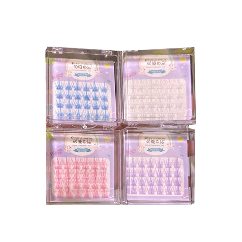 Lindo pestañas moda colorido fantasía color pestañas falsas estilo de chica caliente pestañas auto-Pestaña de moda tridimensional