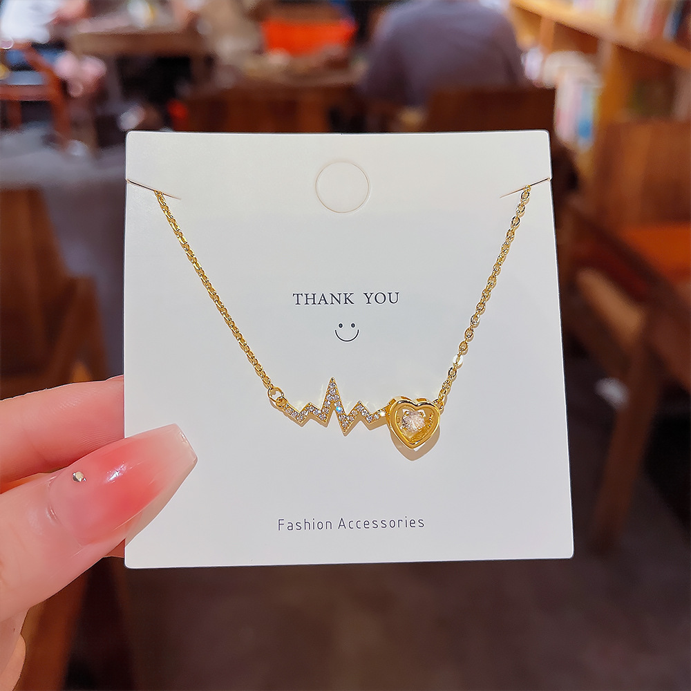 Simple Style Heart Shape Titanium Steel Inlay Zircon Pendant Necklace 1 Piece