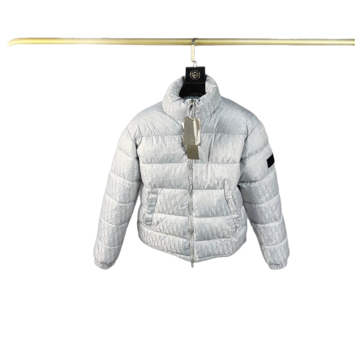 Cross-border trendy brand D's down jacket, stand collar, warm winter jacket, all-over printed waist drawstring, casual and versatile outer jacket 5