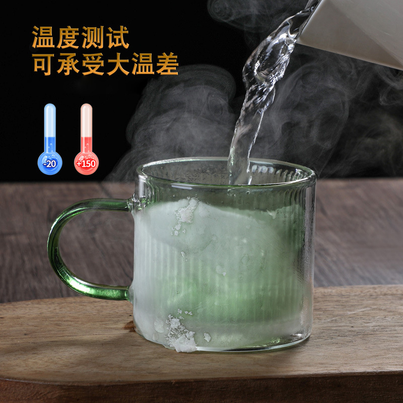 Taza de café de vidrio de doble capa resistente al calor, con asa, diseño vertical y elegante