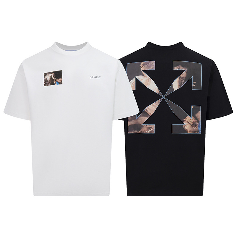 Spring and summer 2025 new high version OW arrow series crew neck pullover short sleeve men and women with a batch of hair Spring and summer 2025 new high version OW arrow series crew neck pullover short sleeve men and women with a batch of hair