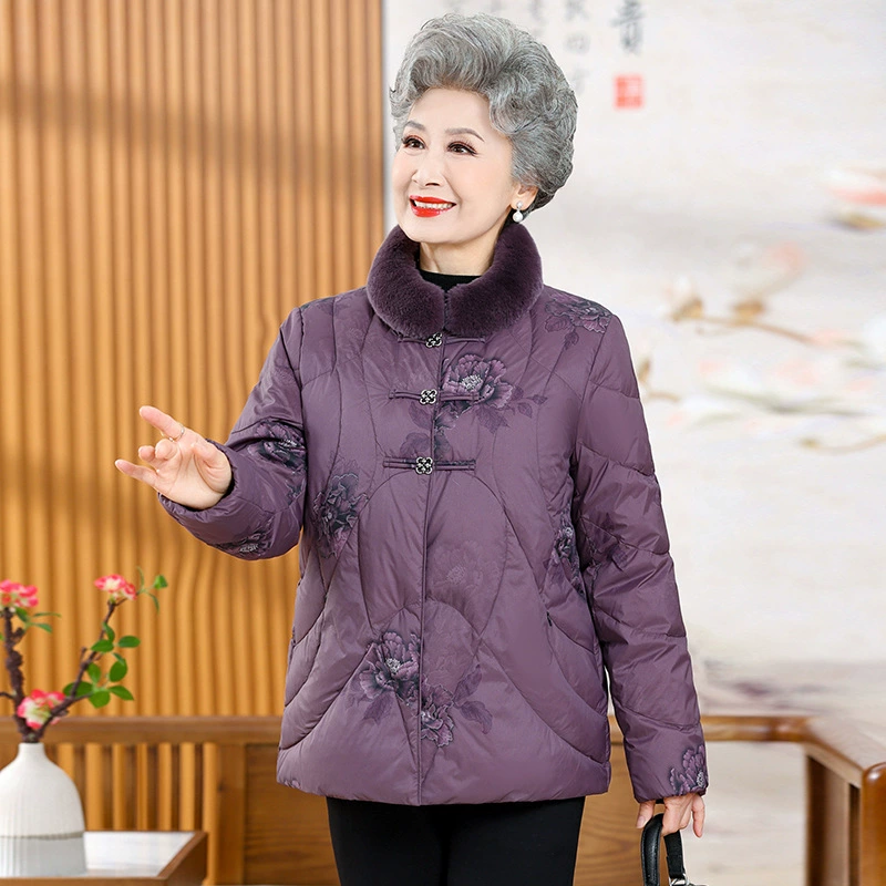 Среднего и пожилого возраста пуховик с печатным коротким хлопковым пальто