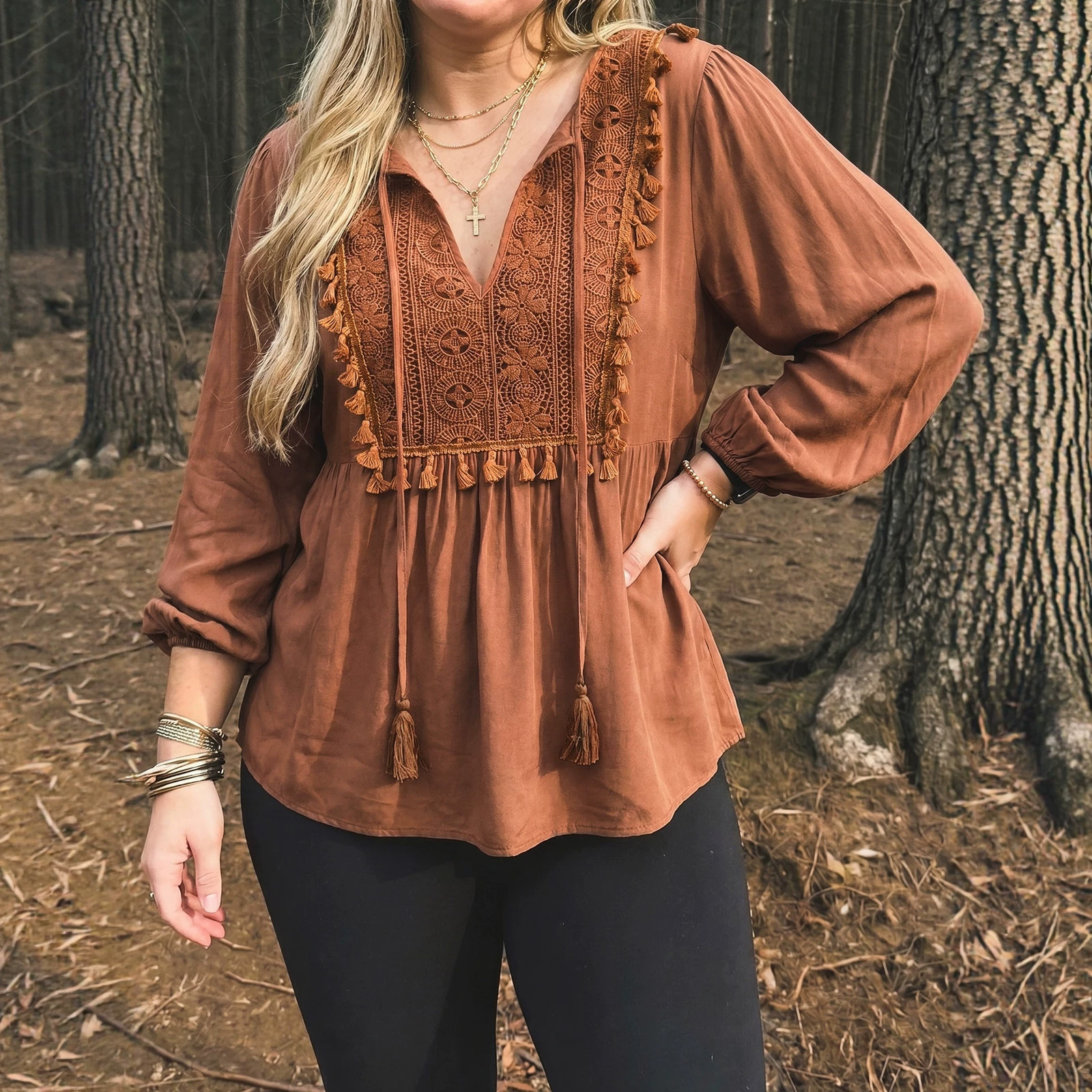 Fashionable Plus Size Chiffon Blouse for Women, AliExpress 2026 Autumn New V-Neck Long Sleeve Tie-Up Top for Plus Size Ladies