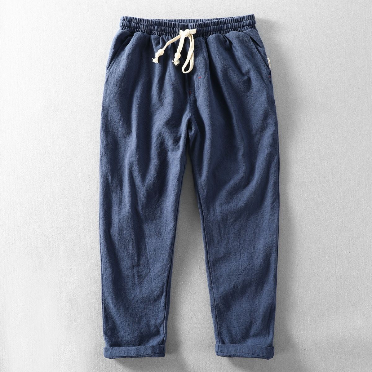 Linen Pants Men's Loose Cotton and Linen Men's Casual Pants Summer Straight Linen Men's Pants Summer Pants Linen Men's Ankle-length Pants Thin