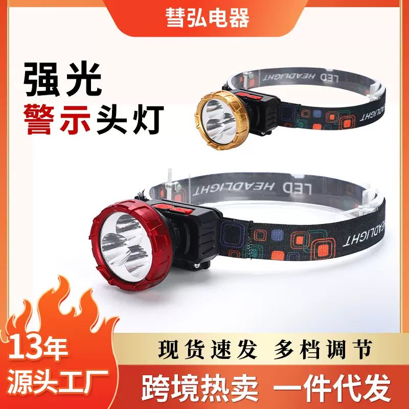 跨境户外照明头灯头戴式强光led头灯电筒USB充电超长续航钓鱼头灯