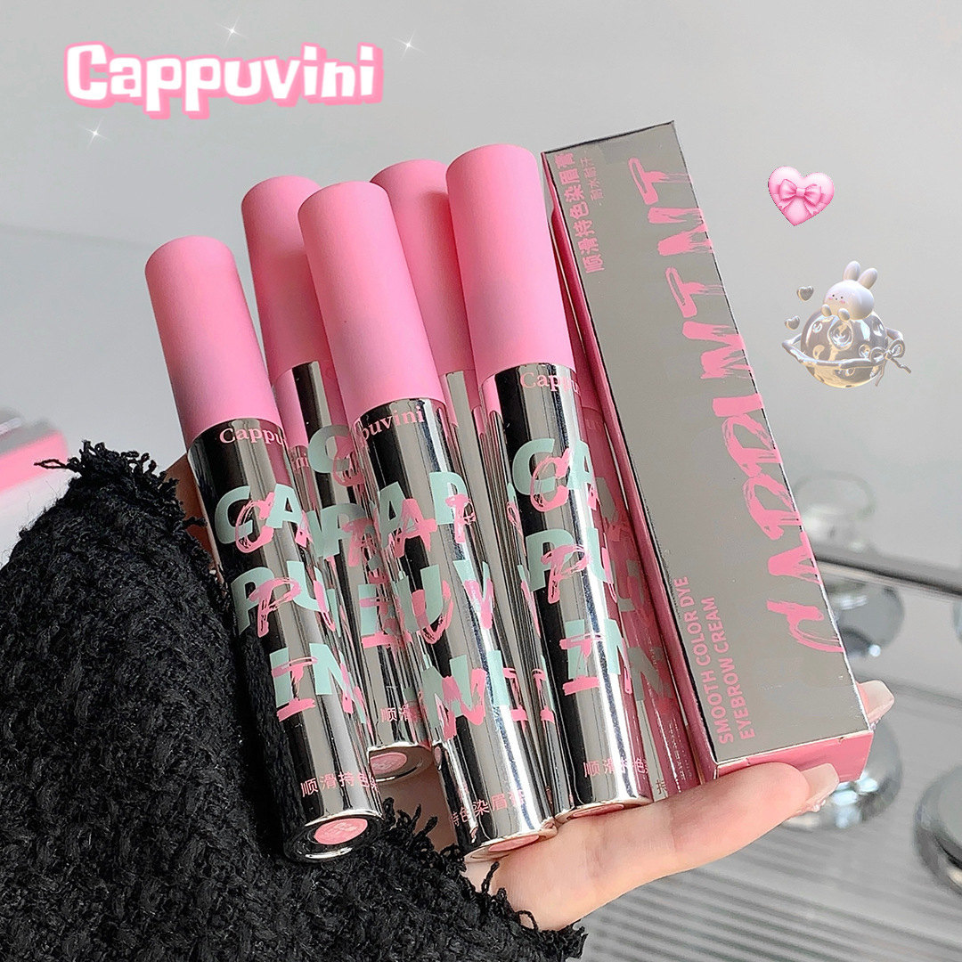 Cappuvini Small Pink Cap Eyebrow Dyeing Gel, Smudge-Proof Cosmetics, Affordable Natural Makeup for Students