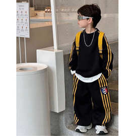 儿童秋冬新款中大童运动套装2026新款男童痞帅长袖卫衣卫裤两件套