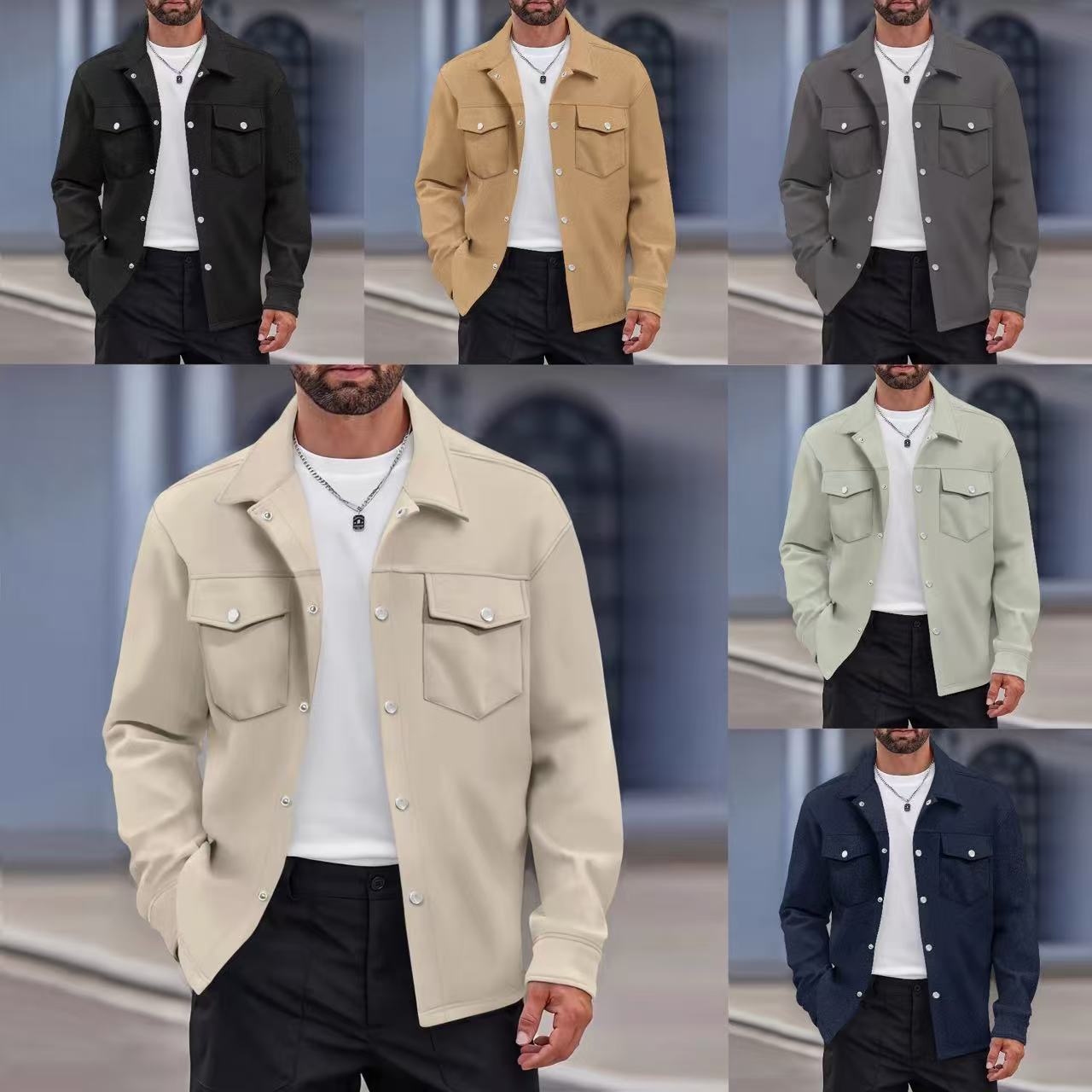 Kişi gödəkçəsi, düz rəngli, yaxalı, iki cibli, slim fit