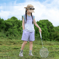 女の子の速乾性スポーツベストスーツ女の子のスタイリッシュな夏服中型と大型の子供用夏の2点セット