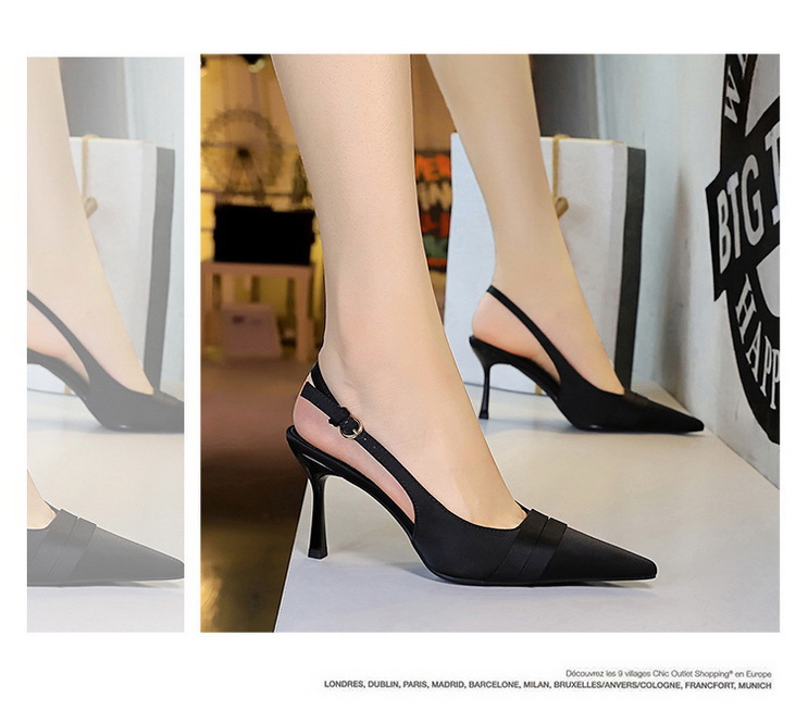 Escarpins élégants à bout pointu en satin avec dos ouvert et bride à la cheville - Escarpins pour femmes pour fêtes et soirées_voghion.com