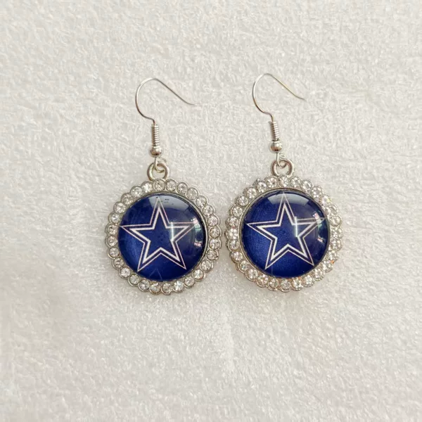 NFL Football Round Earrings with Rhinestones, Cross-Border European and American Vintage Multi-Style Rhinestone Round Colorful Earrings
