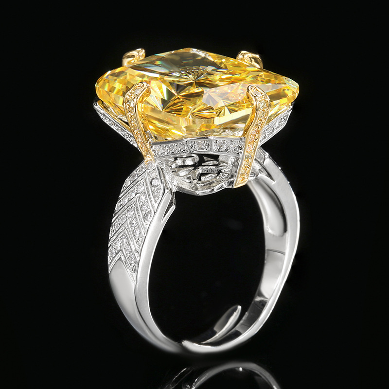 Otoño e invierno nuevo estilo Zhuangsheng conjunto de joyas Reden corte de diamante amarillo conjunto de colgante piedra principal 15*20 al por mayor
