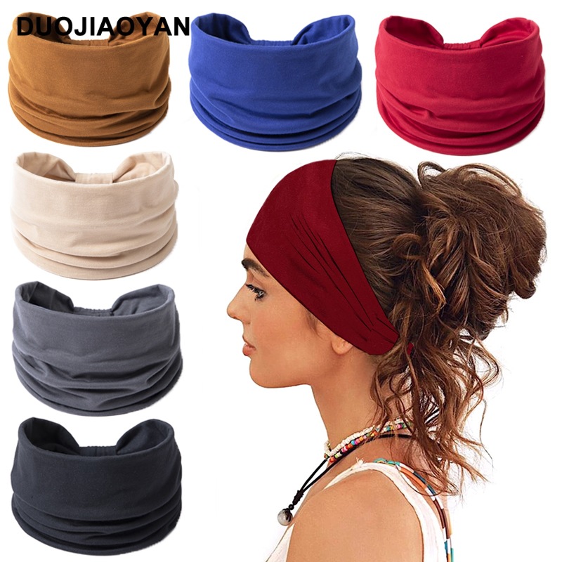Europe and the United States new Macaron sports band edge knotting solid color elastic bundle absorbent scarf wholesale_voghion.com