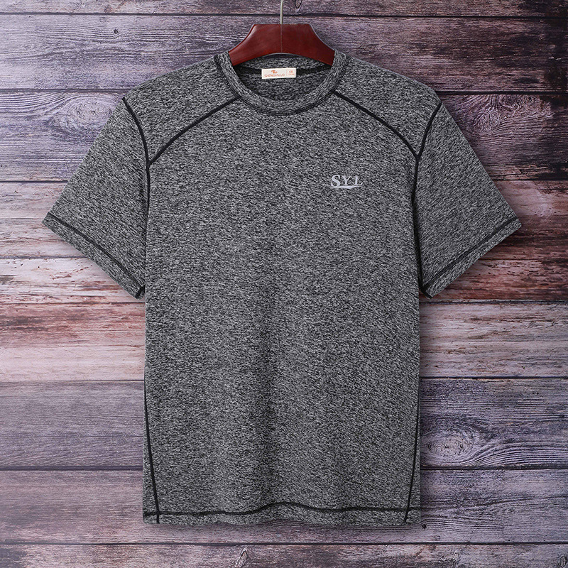 Personalizado verano nuevo color sólido de luz deportiva secado rápido camiseta de manga corta cuatro agujas seis hilos camiseta de marca de absorción de sudor