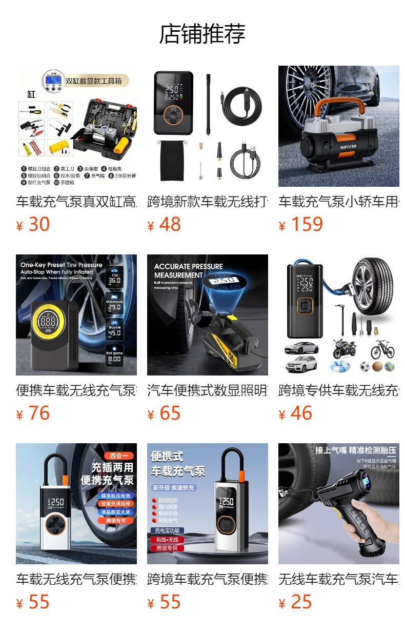 Car-Mounted Wireless Air Pump, Multi-Functional Portable Charging Pump, Bicycle and Electric Vehicle Dual-Use Air Pump