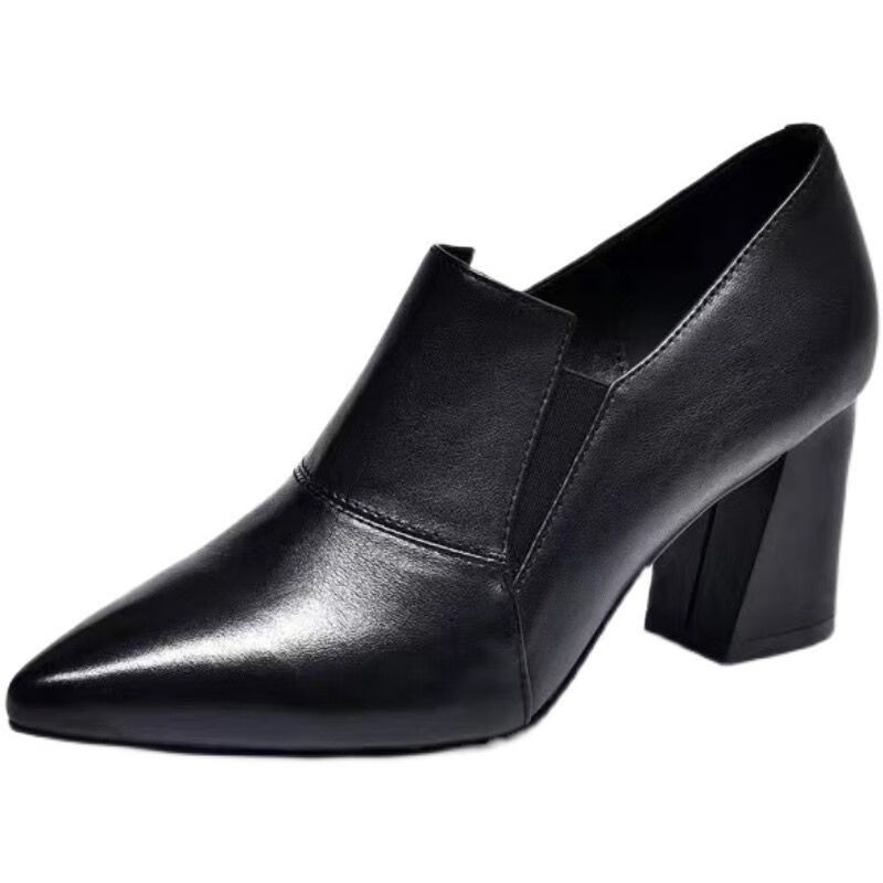 春と秋の新型の太ヒールの女性靴は快適です。