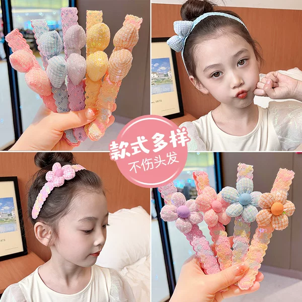 Children's Broken Hair Artifact Headband Baby Velcro Bundle Headband Princess Bow Sticky Bangs Forehead Headband Headwear