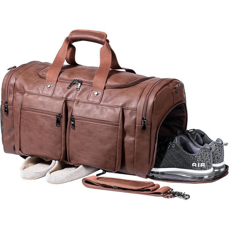 2025 New Cross-Border Dropshipping Leather Travel Bag with Shoe Bag Weekend Overnight Bag 2025 New Cross-Border Dropshipping Leather Travel Bag with Shoe Bag Weekend Overnight Bag