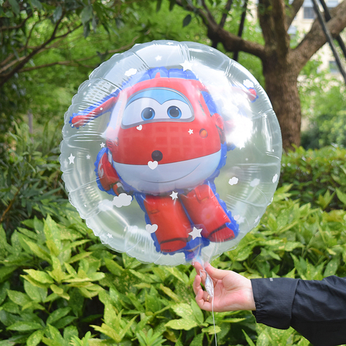 Children's cartoon aluminum film floating balloons filled with helium will fly and send transparent balls to the ground to push birthday toy balloons
