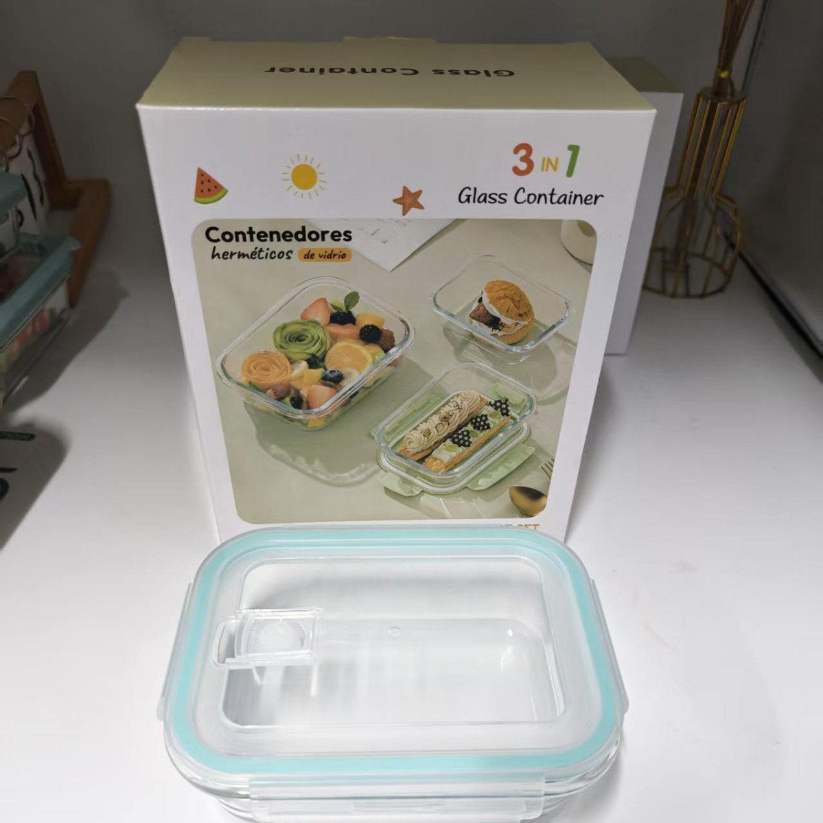 Cubierta transparente rectangular grande y mediano pequeño conjunto de tres piezas (requiere una caja completa para el pedido)