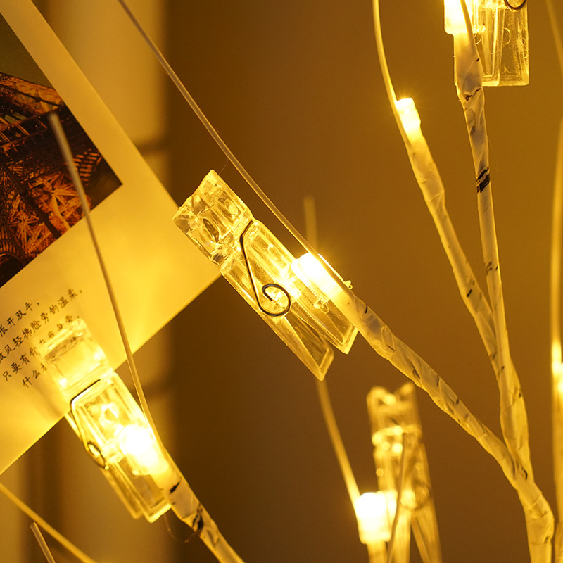 Venta directa de fábrica cartera árbol de Navidad titular de la tarjeta de regalo LED abedul luz escritorio boda vacaciones tarjeta de cumpleaños árbol Luz