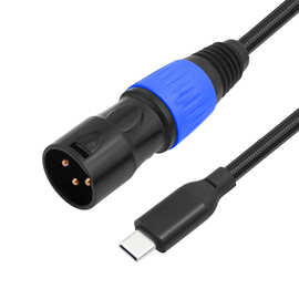 热卖新品USB TYPE-C转卡农公 USB C TO XLR MALE手机调音台音频线