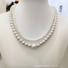 女款小米珠高级感轻奢小众锁骨链choker法式复古仿珍珠双层项链