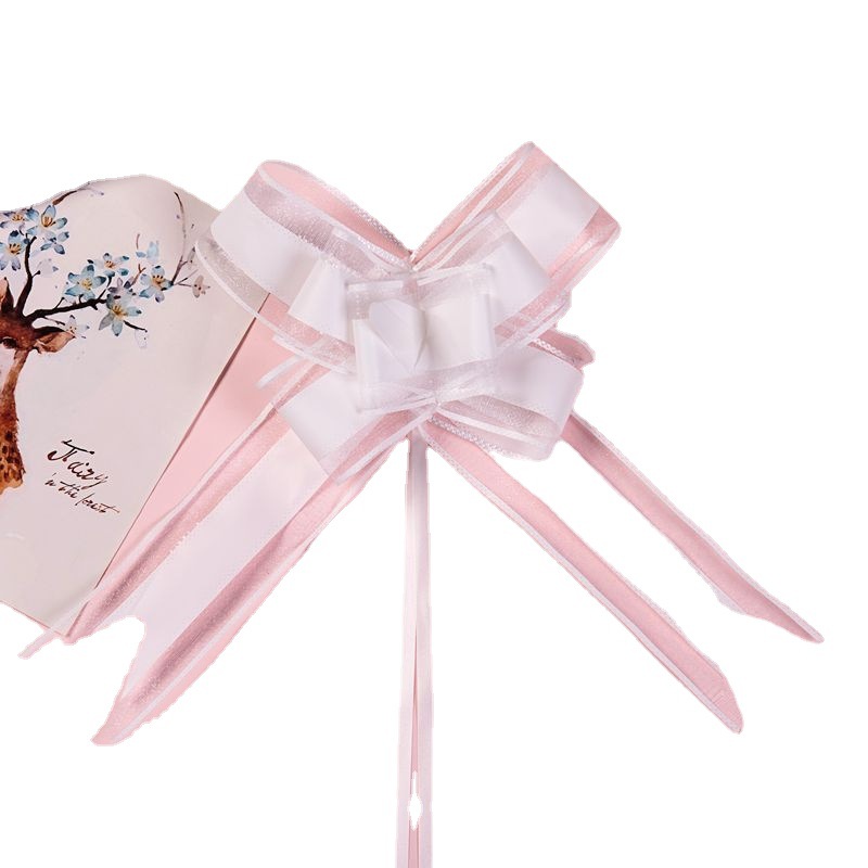 Nueva puerta del coche tire flor 5cm gran hilo de nieve color natural elegante mano tire de la flor de embalaje de regalo de Navidad arco tire de la flor