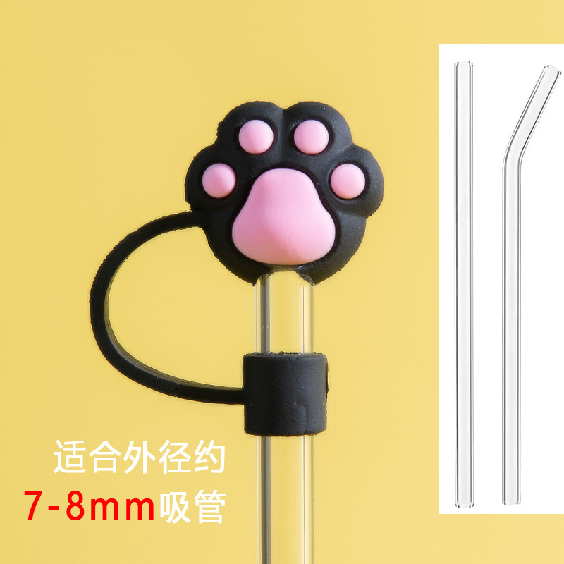 Tapa de paja de vidrio a prueba de polvo protección del medio ambiente linda chica tapa de paja accesorios universales enchufe a prueba de polvo enchufe de polvo de dibujos animados