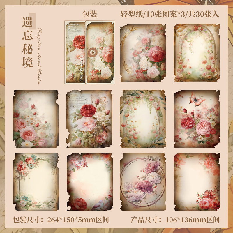 Olvídate de Flower Valley Journal material papel retro no pegajoso mensaje notas memorándum diario base papel DIY material libro