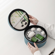 可爱熊猫快客杯便携户外喝茶一壶三杯创意功夫茶杯旅行包茶具套装